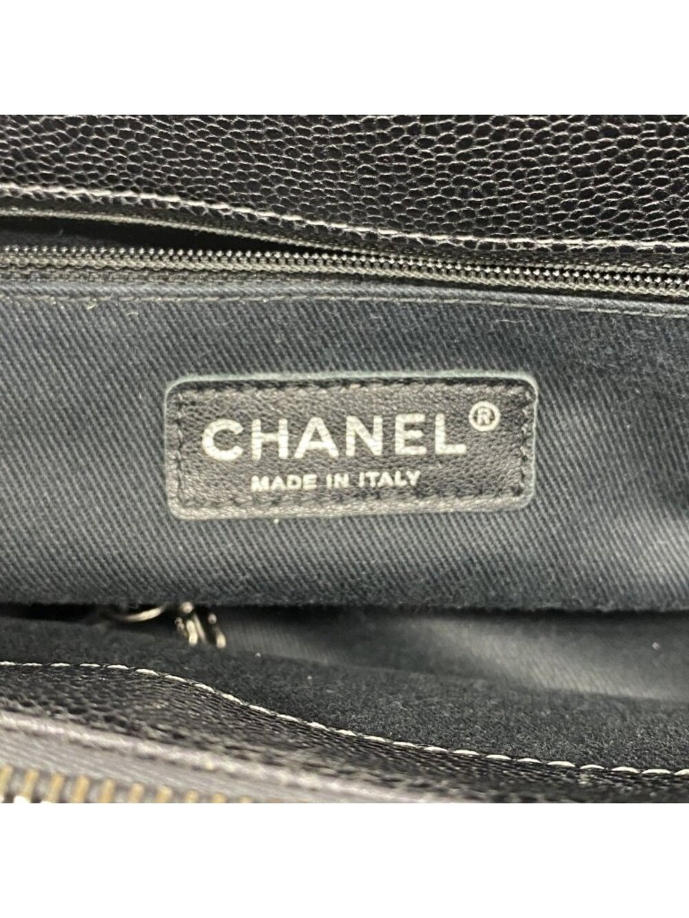 Chanel Chain Tote Quilted Caviar Leather Dark Gray Silver - Picture 5 of 10